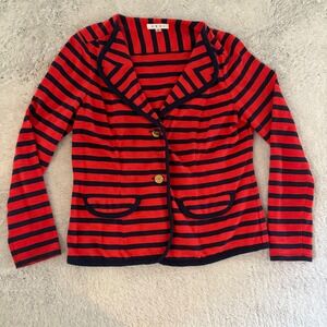 Cabi Womens Striped Blazer Jacket Red Blue Nautical‎ Size L Yacht Rock Sail Prep